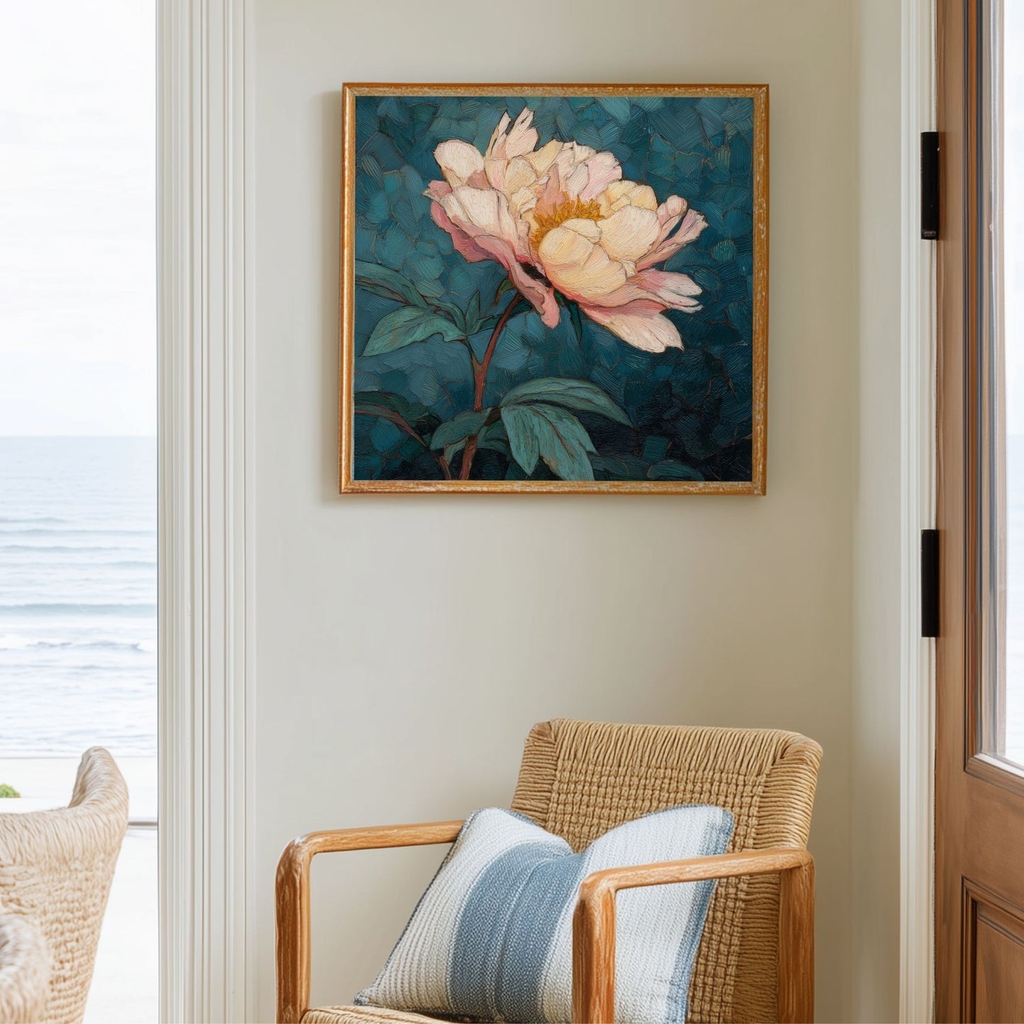 Pale Peony Flower Print: Floral Forest Wall Art (Digital Download)
