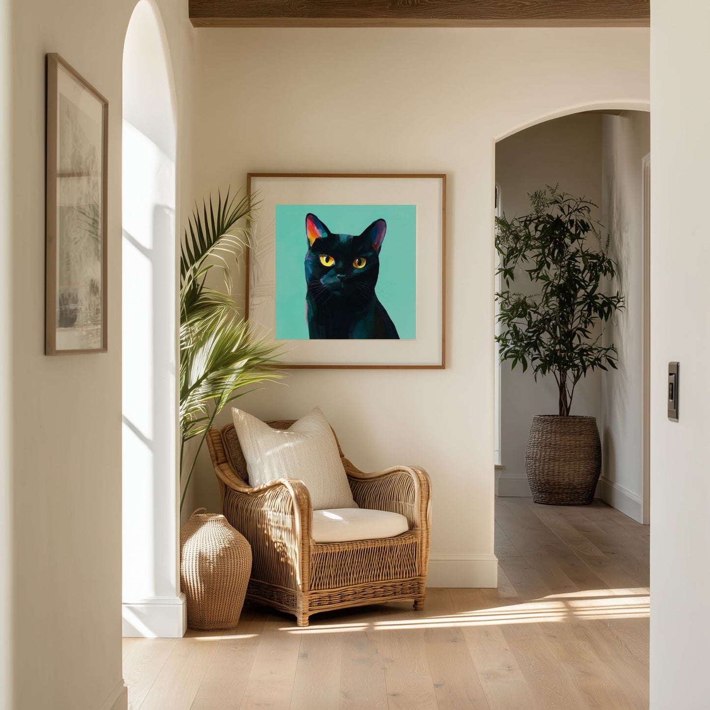 Halloween Printable Black Cat Wall Art, Original Artwork with 5 Aspect Ratios Included, Instant Digital Download, Printable Halloween Art