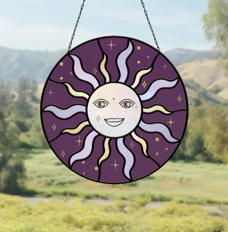 Sacred Sun Stained Glass Pattern - Crafting Patterns & Molds from GlassyRock Arts