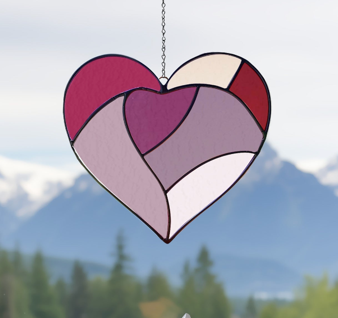 Sweet Heart Stained Glass Pattern - Crafting Patterns & Molds from GlassyRock Arts