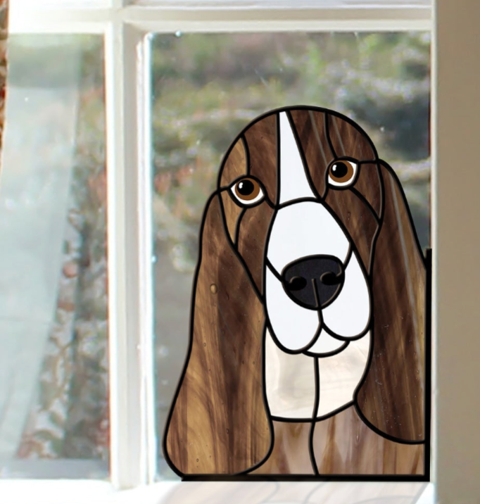 Basset Hound Dog Stained Glass Pattern - Crafting Patterns & Molds from GlassyRock Arts