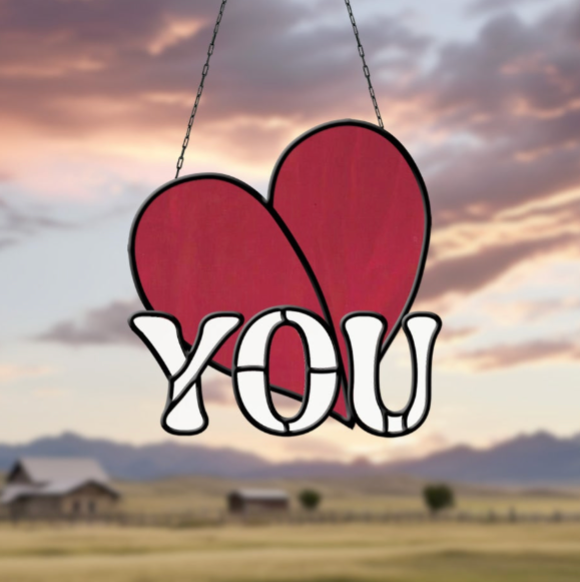 Heart You Stained Glass Pattern - Crafting Patterns & Molds from GlassyRock Arts