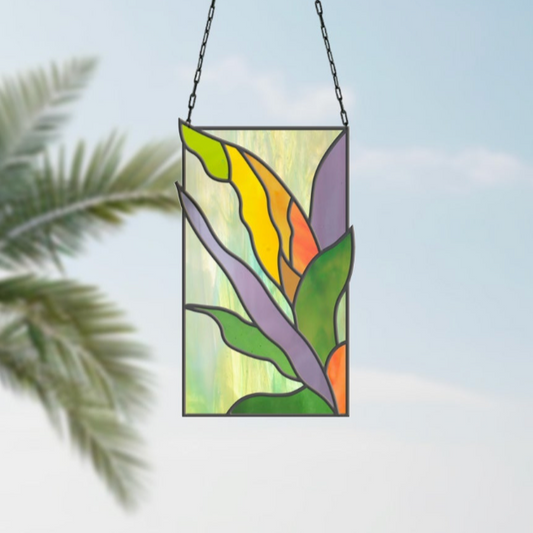 Tropical Stained Glass Plant Pattern - Polihale - PDF & PNG - Crafting Patterns & Molds from GlassyRock Arts
