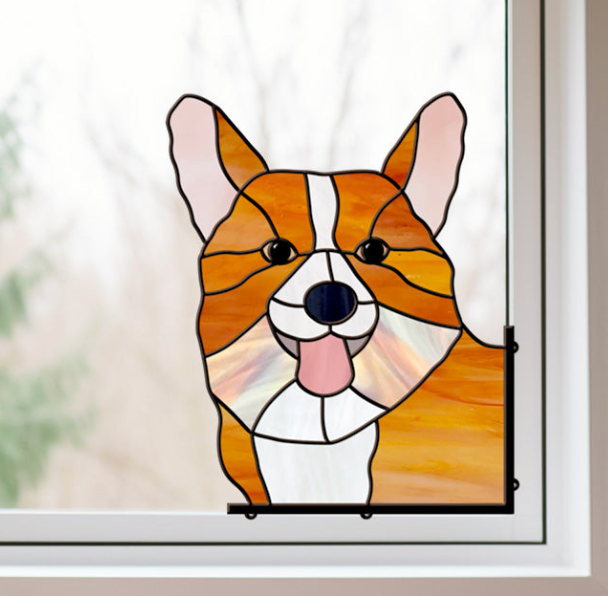 Welsh Corgi Dog Stained Glass Pattern - Crafting Patterns & Molds from GlassyRock Arts