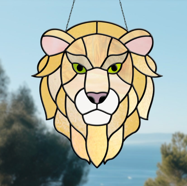 Lion Stained Glass Pattern - Crafting Patterns & Molds from GlassyRock Arts