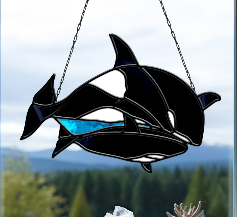 Orca Whale Stained Glass Pattern - Crafting Patterns & Molds from GlassyRock Arts