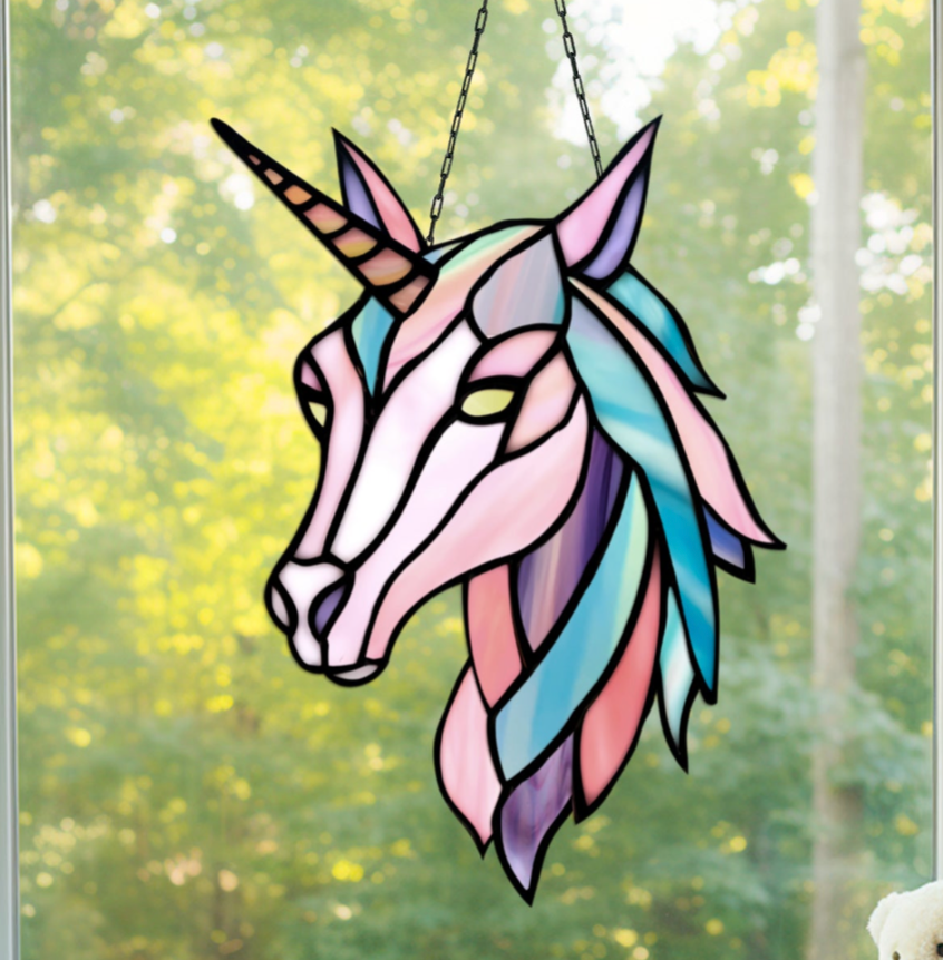 Ethereal Unicorn Stained Glass Pattern - Crafting Patterns & Molds from GlassyRock Arts