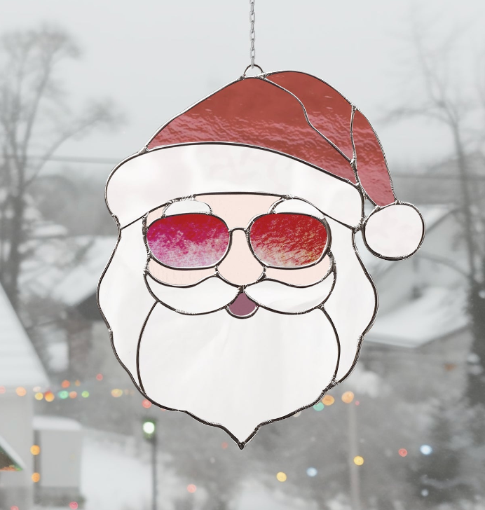 Cool Santa Claus Stained Glass Pattern - Crafting Patterns & Molds from GlassyRock Arts