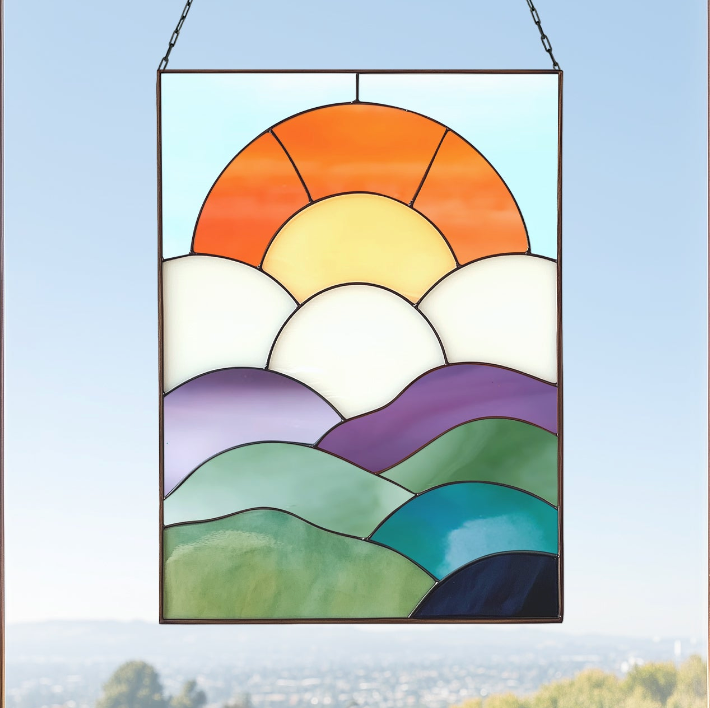 Mod Landscape Stained Glass Pattern - Crafting Patterns & Molds from GlassyRock Arts