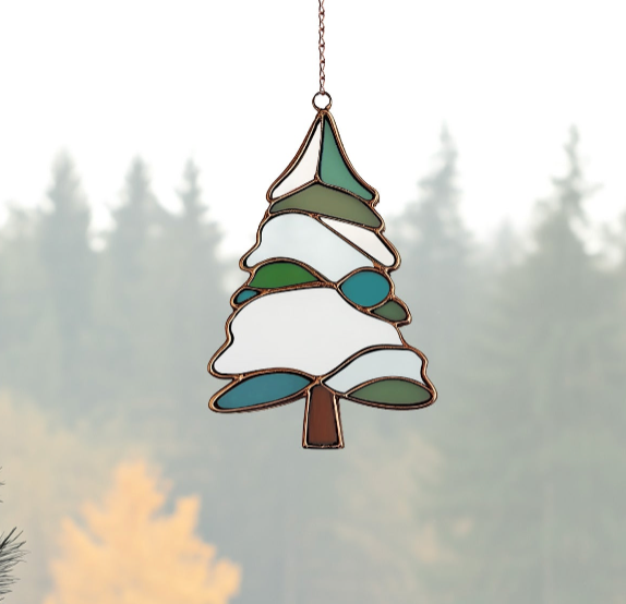 Snowy Tree Stained Glass Pattern - Crafting Patterns & Molds from GlassyRock Arts