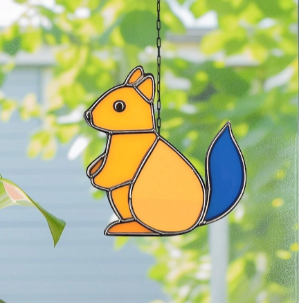 Cute Squirrel Stained Glass Pattern - Crafting Patterns & Molds from GlassyRock Arts
