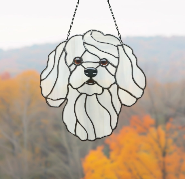 Bichon Frise Dog Stained Glass Pattern - Crafting Patterns & Molds from GlassyRock Arts