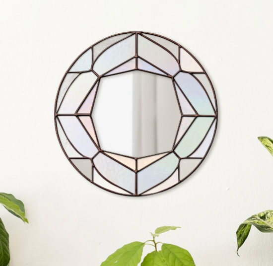 Round Diamond Mirror Stained Glass Pattern - Crafting Patterns & Molds from GlassyRock Arts