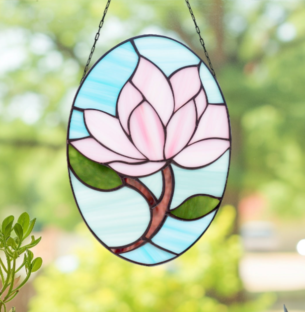 Magnolia Flower Stained Glass Pattern - Crafting Patterns & Molds from GlassyRock Arts