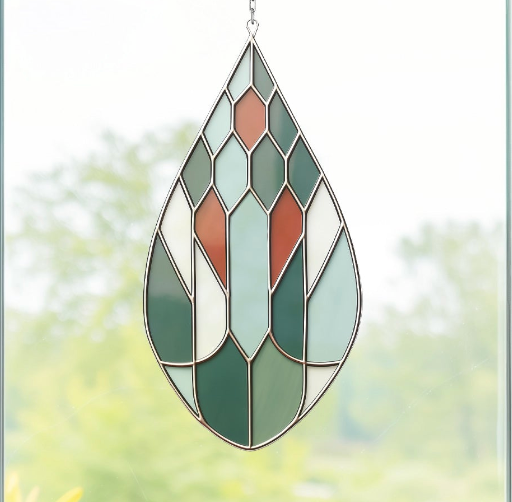 Teardrop Geometric Stained Glass Pattern - Crafting Patterns & Molds from GlassyRock Arts