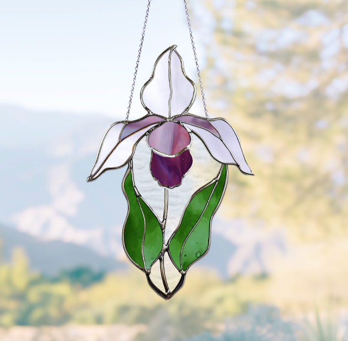 Lady Slipper Orchid Stained Glass Pattern - Crafting Patterns & Molds from GlassyRock Arts