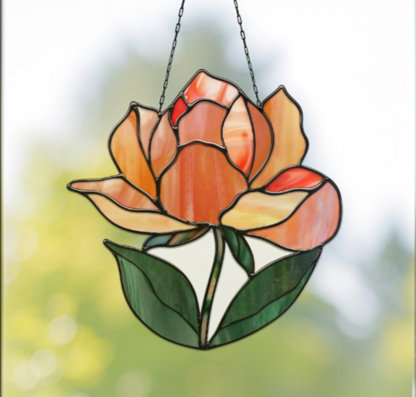 Rose Stained Glass Pattern - Crafting Patterns & Molds from GlassyRock Arts