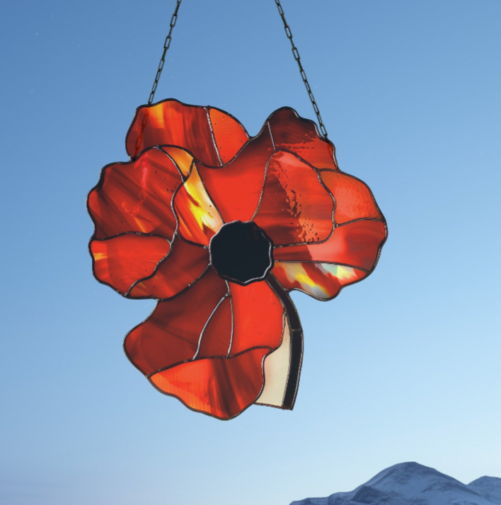 Poppy Stained Glass Flowers Pattern - Crafting Patterns & Molds from GlassyRock Arts