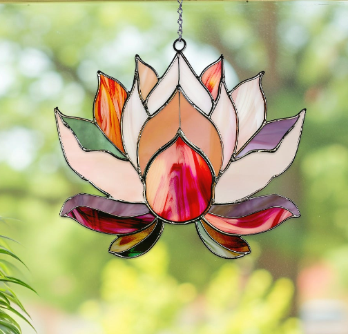 Lotus Stained Glass Flowers Pattern - Crafting Patterns & Molds from GlassyRock Arts