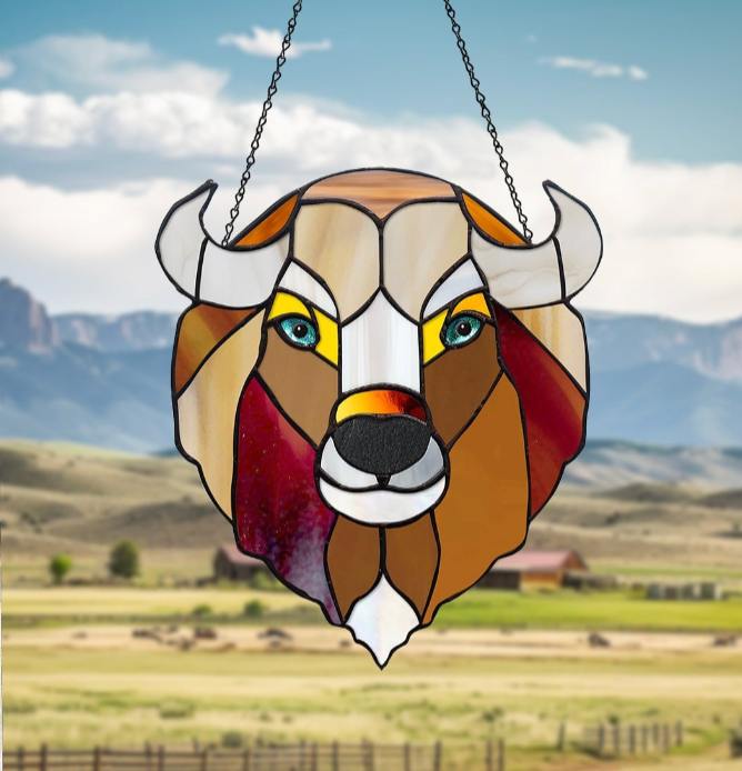 Sweet Buffalo Stained Glass Pattern - Crafting Patterns & Molds from GlassyRock Arts