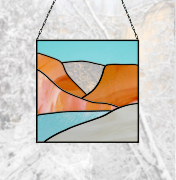Desert Landscape Beginner Stained Glass Pattern - Crafting Patterns & Molds from GlassyRock Arts