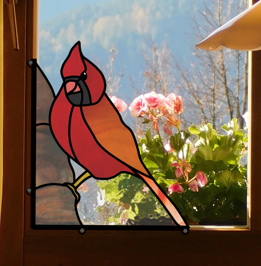 Cardinal Stained Glass Pattern - Crafting Patterns & Molds from GlassyRock Arts
