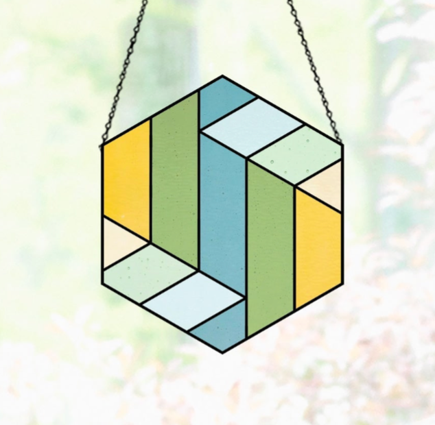 Stripe Hexagon Beginner Stained Glass Pattern - Crafting Patterns & Molds from GlassyRock Arts