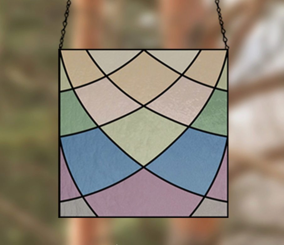 Minimalist Square Curves Stained Glass Pattern - Crafting Patterns & Molds from GlassyRock Arts