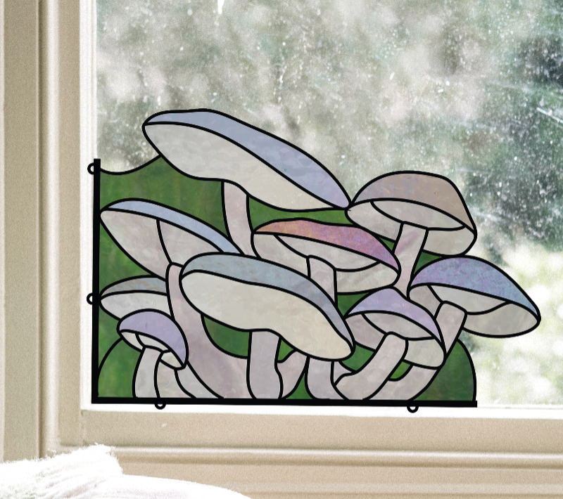 Mushroom Corner Stained Glass Pattern - Crafting Patterns & Molds from GlassyRock Arts