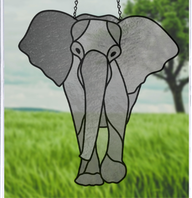Elephant Stained Glass Pattern - Crafting Patterns & Molds from GlassyRock Arts