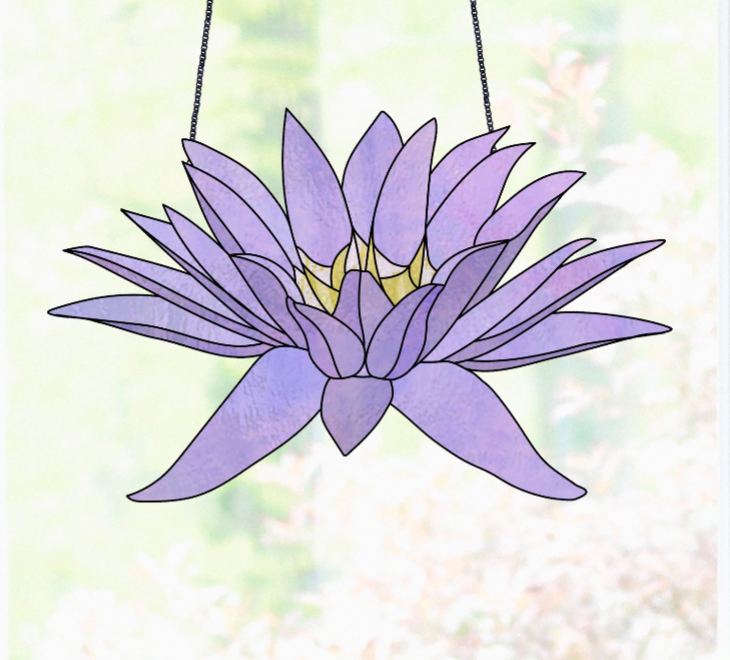 Big Flora Giant Stained Glass Water Lily Pattern PDF & PNG - Crafting Patterns & Molds from GlassyRock Arts