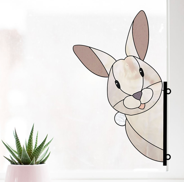 Rabbit Buddy Bunny Stained Glass Rabbit Pattern - Crafting Patterns & Molds from GlassyRock Arts