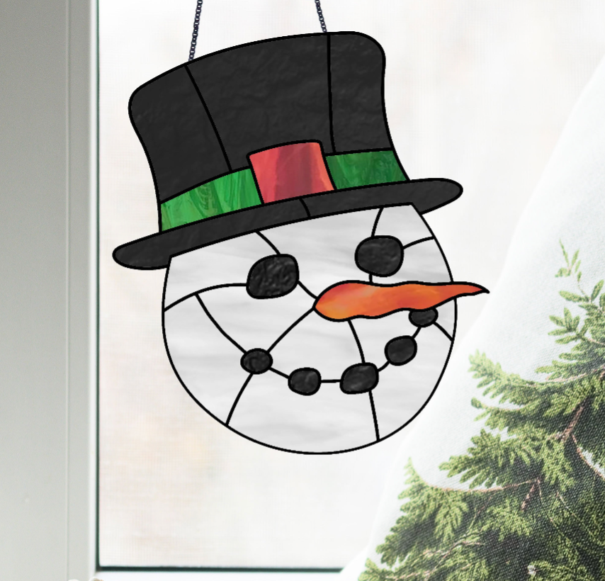 Charcoal Smile Snowman Stained Glass Pattern - Crafting Patterns & Molds from GlassyRock Arts