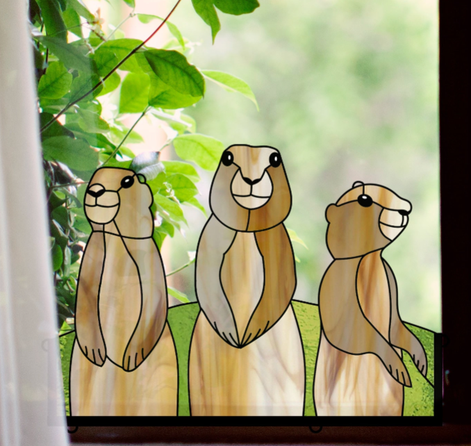 Popping Prairie Dogs Stained Glass Pattern - Crafting Patterns & Molds from GlassyRock Arts