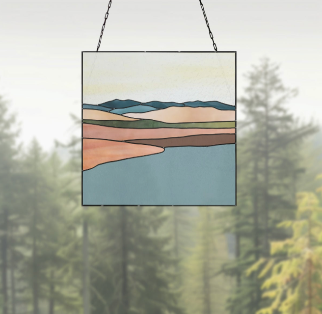 Desert Landscape Stained Glass Pattern - Crafting Patterns & Molds from GlassyRock Arts