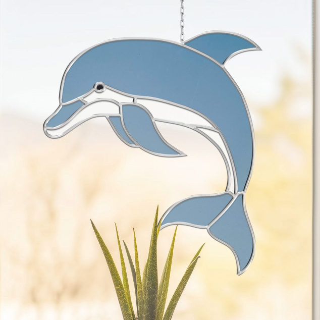 Dolphin Stained Glass Pattern - Crafting Patterns & Molds from GlassyRock Arts