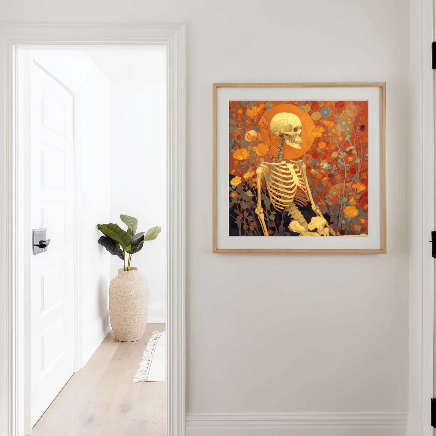 Halloween Skeleton Art Print: Spooky Wall Decor (Digital Download, 5 Sizes Included)