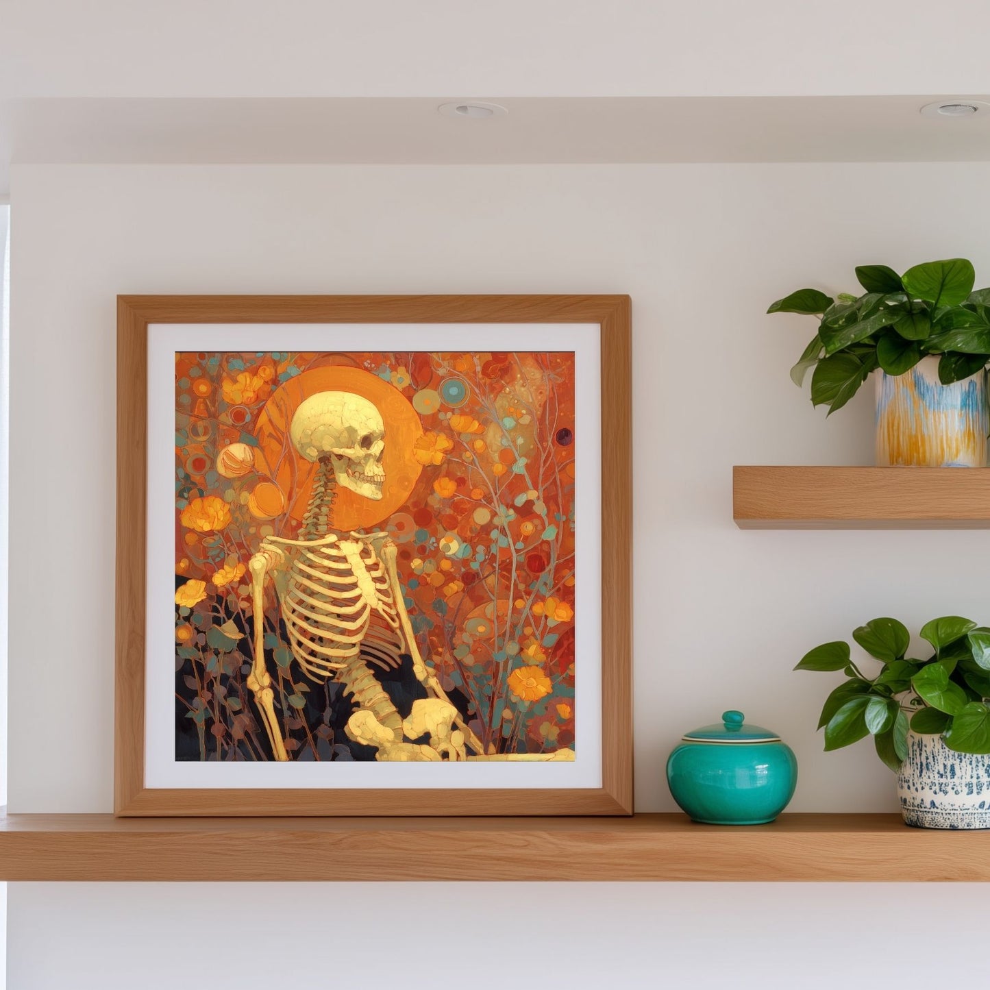Halloween Skeleton Art Print: Spooky Wall Decor (Digital Download, 5 Sizes Included)