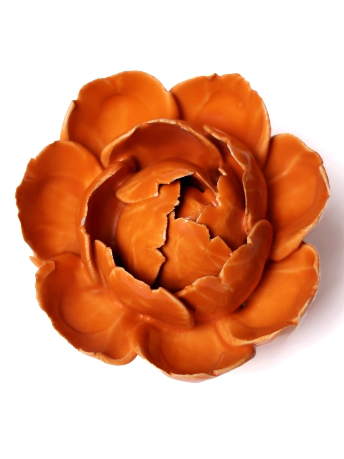 Ceramic Small Orange Peony Flower - Sculpture from Ash & Rose