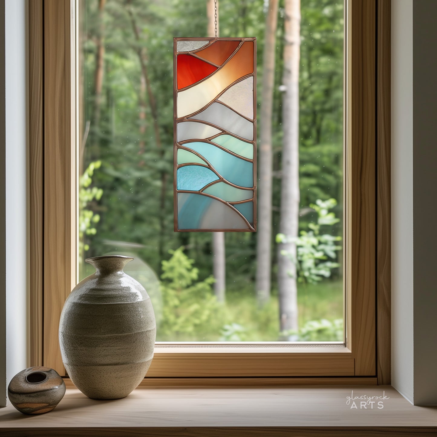Abstract Winter Panel Stained Glass Pattern & PNG