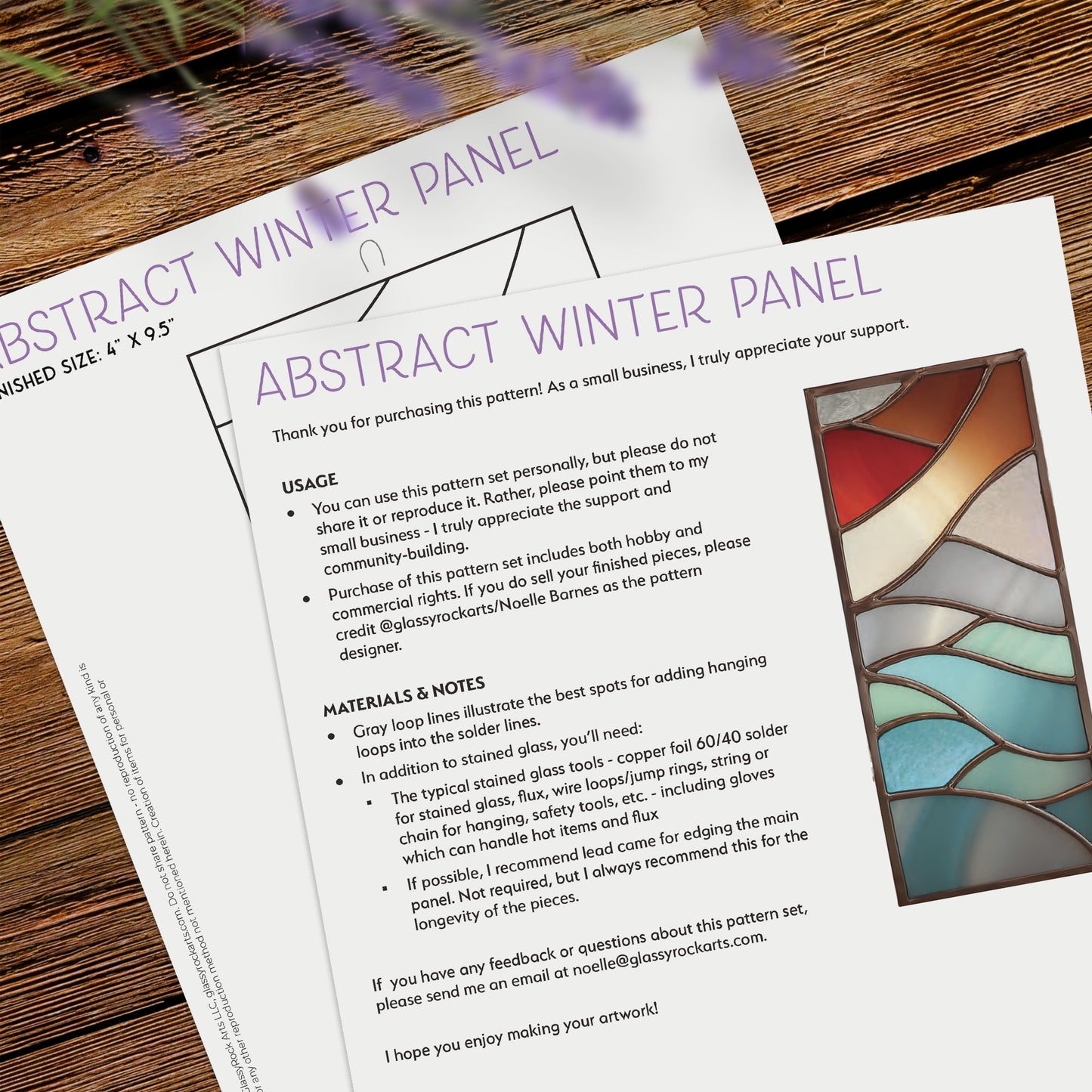 Abstract Winter Panel Stained Glass Pattern & PNG