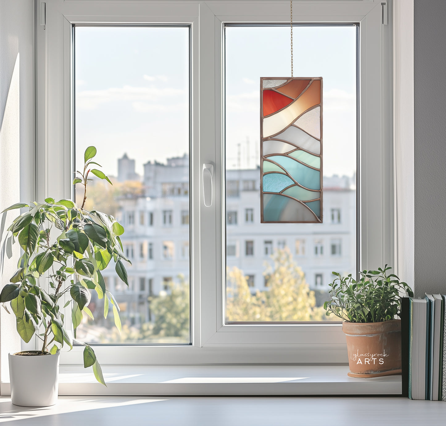 Abstract Winter Panel Stained Glass Pattern & PNG