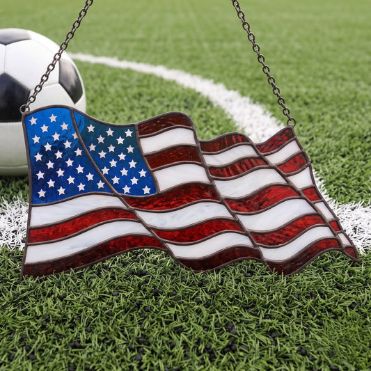 USA Flag Stained Glass Pattern: American Flag Suncatcher Design (SVG, png & PDF Digital Download)