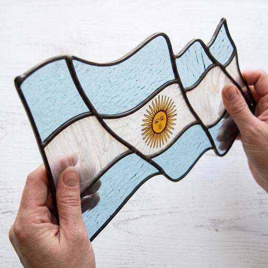 Argentina Flag Stained Glass Pattern: Argentinian Pride Suncatcher Design (PNG, SVG & PDF Digital Download)