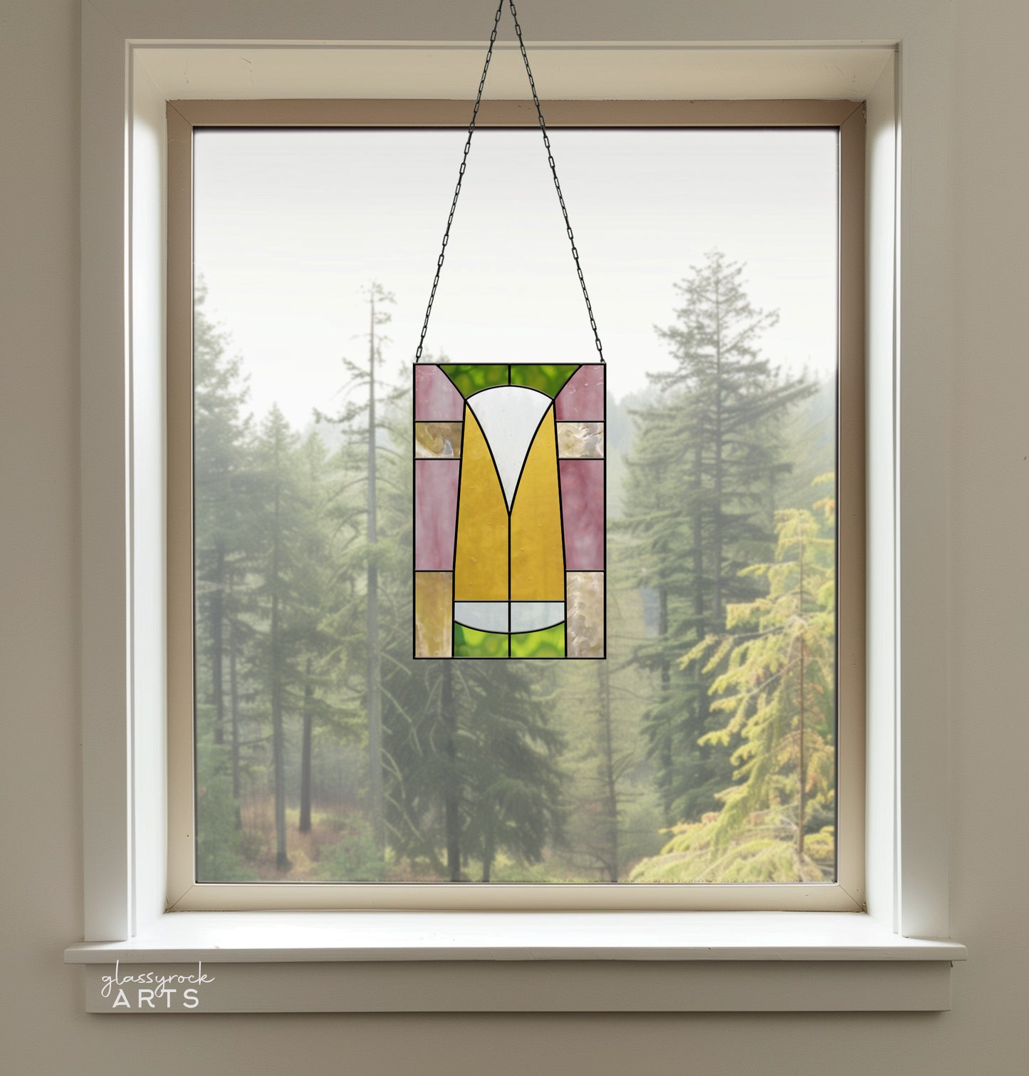 A picture of the Art Deco Stained Glass Panel Pattern from GlassyRock Arts.