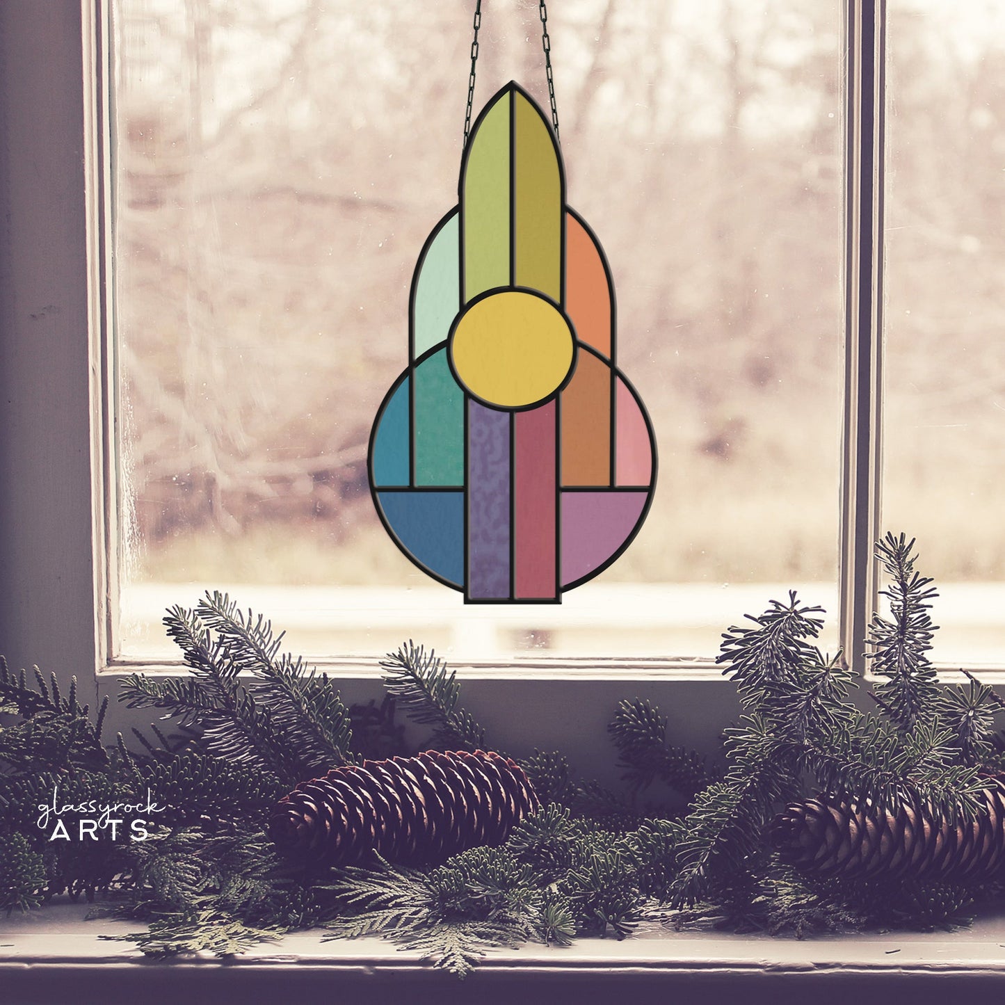 Art Deco Rainbow Stained Glass Pattern
