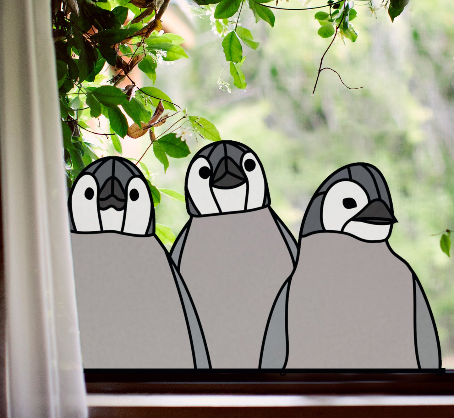 Baby Penguins Stained Glass Pattern