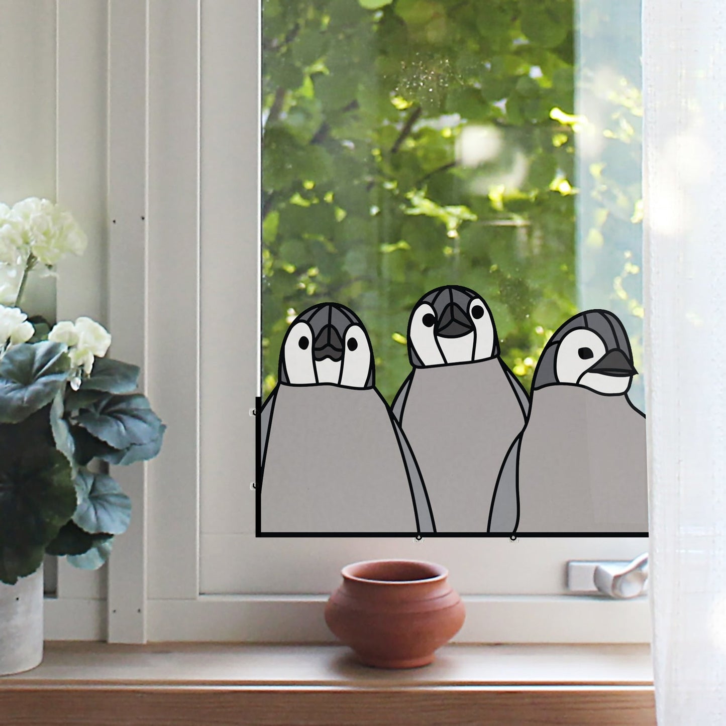 Baby Penguins Stained Glass Pattern