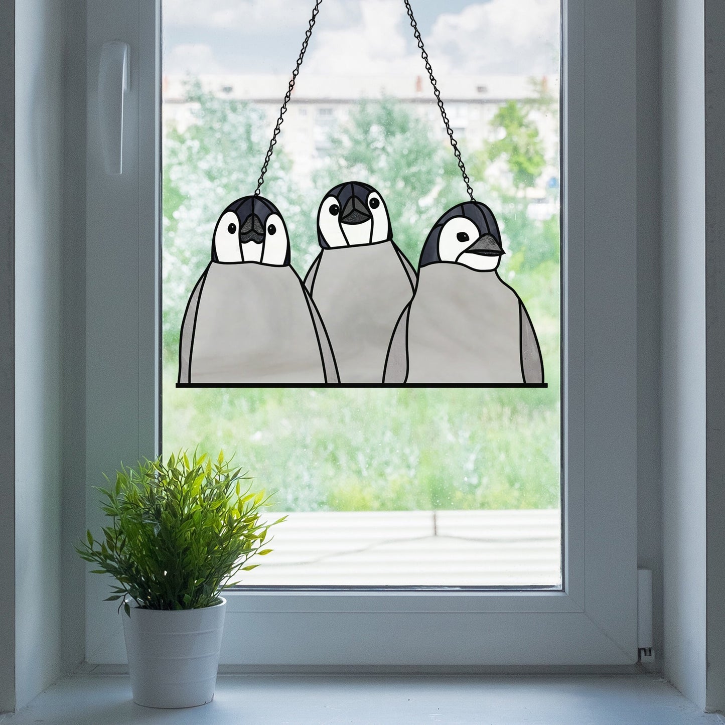 Baby Penguins Stained Glass Pattern