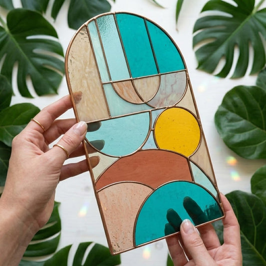 Bauhaus Arch Stained Glass Pattern PDF & PNG
